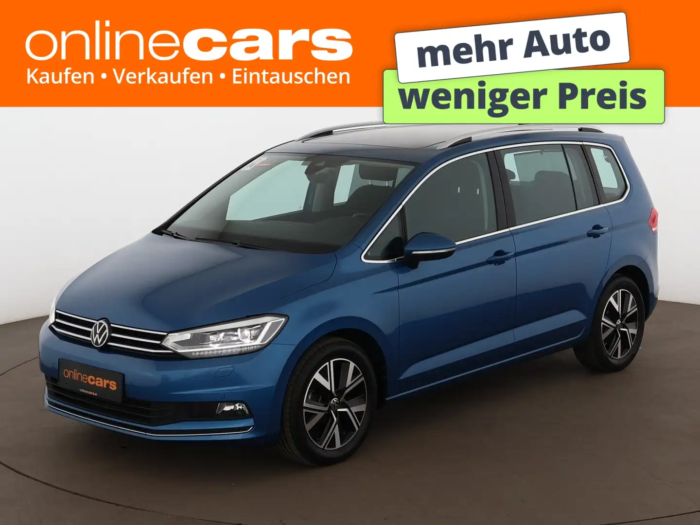 Volkswagen Touran 2.0 TDI Highline Aut LED SKY AHK RADAR NAV Blau - 1