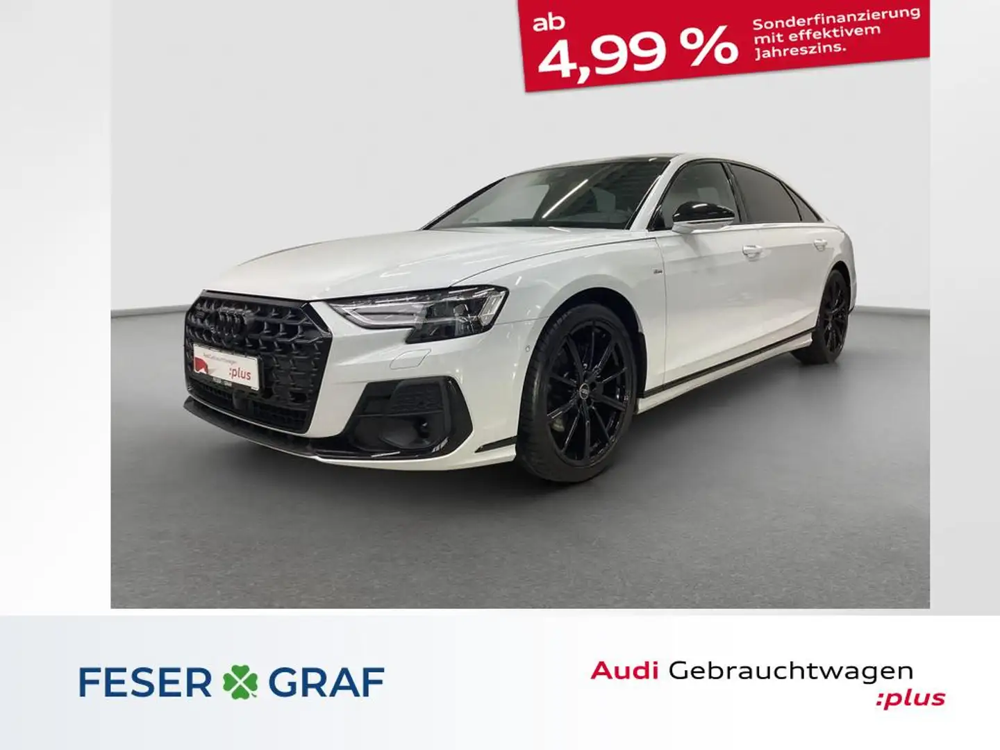Audi A8 Lang 50 TDI B&O HD Matrix 360° Stdhz. ACC Blanc - 1