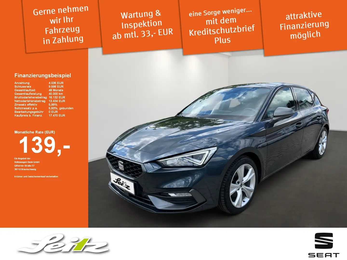 SEAT Leon 2.0 TDI FR Grijs - 1