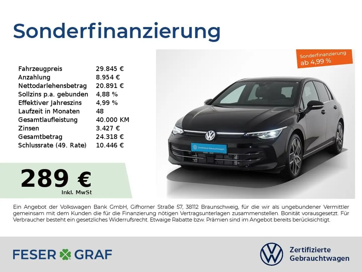 Volkswagen Golf 1.5eTSI Edition50 DSG IQ-Light AHK Pano Schwarz - 1