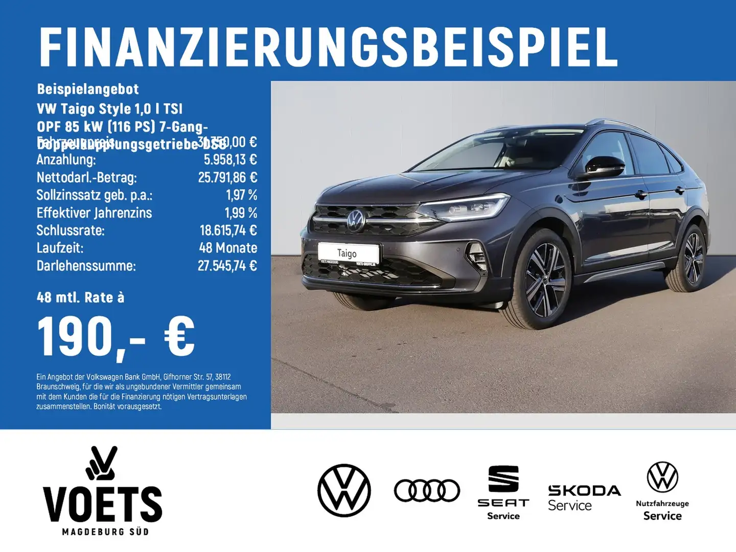 Volkswagen Taigo Style 1,0 l TSI OPF 85 kW (116 PS) 7-Gang-Doppe... Grau - 2