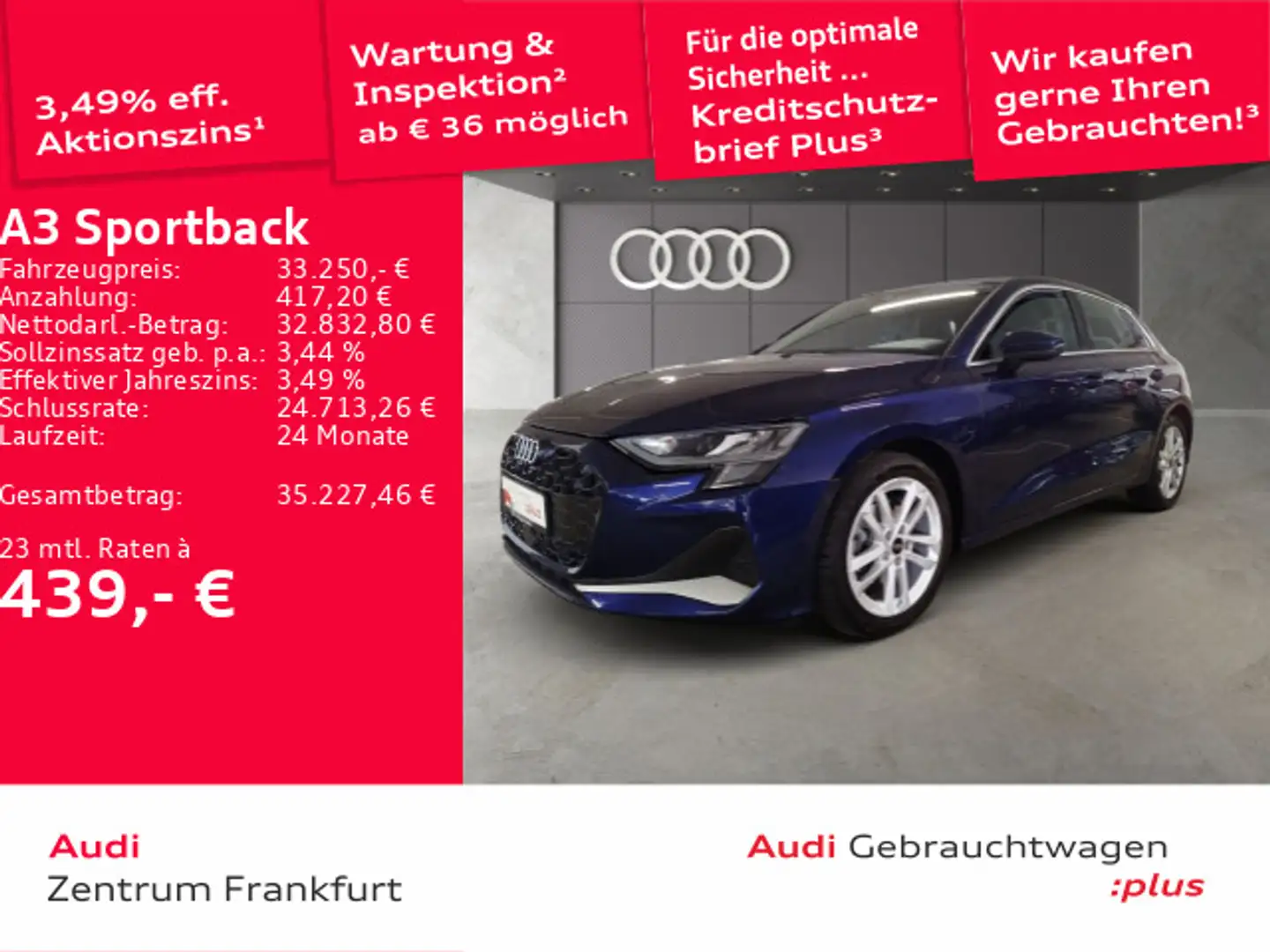 Audi A3 35 TDI advanced  S tronic Navi DAB Blau - 1