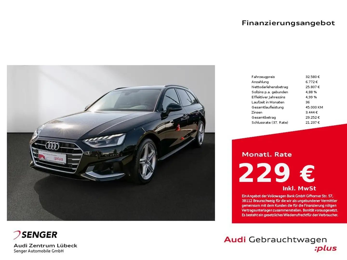 Audi A4 Avant 35 TDI advanced S tronic Navi Carplay Schwarz - 1