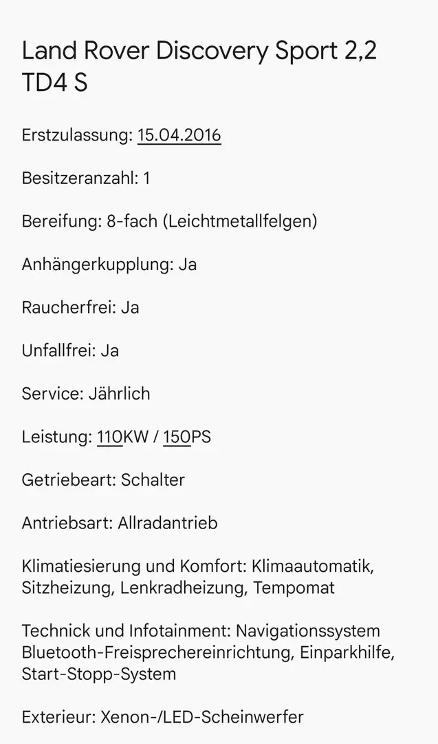 Land Rover Discovery Sport Discovery Sport 2,2 TD4 4WD S S Grau - 2