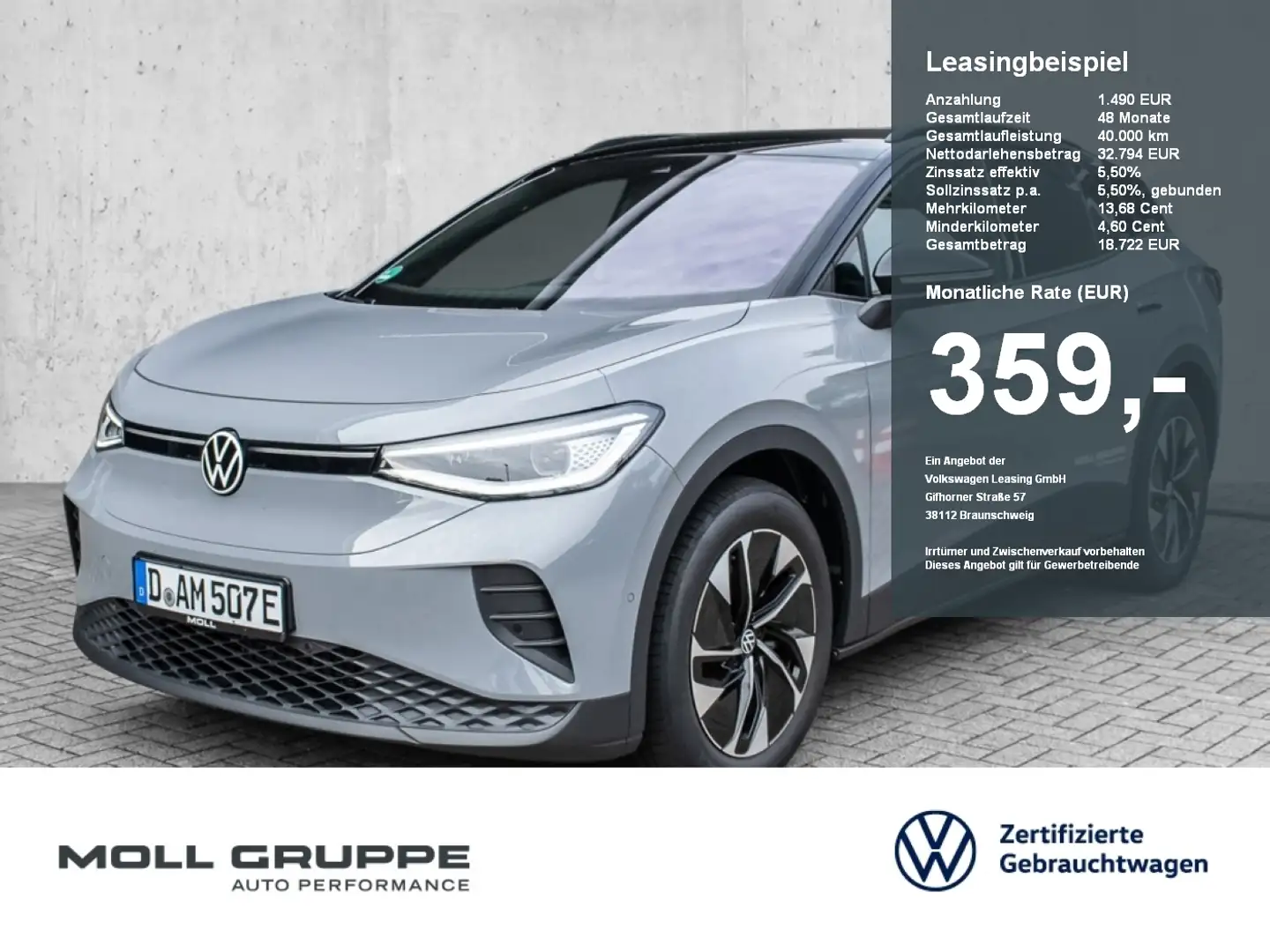 Volkswagen ID.4 .4 Pure GOAL52 kWh1-Gang-Automatik Klima/Kamera Schwarz - 1