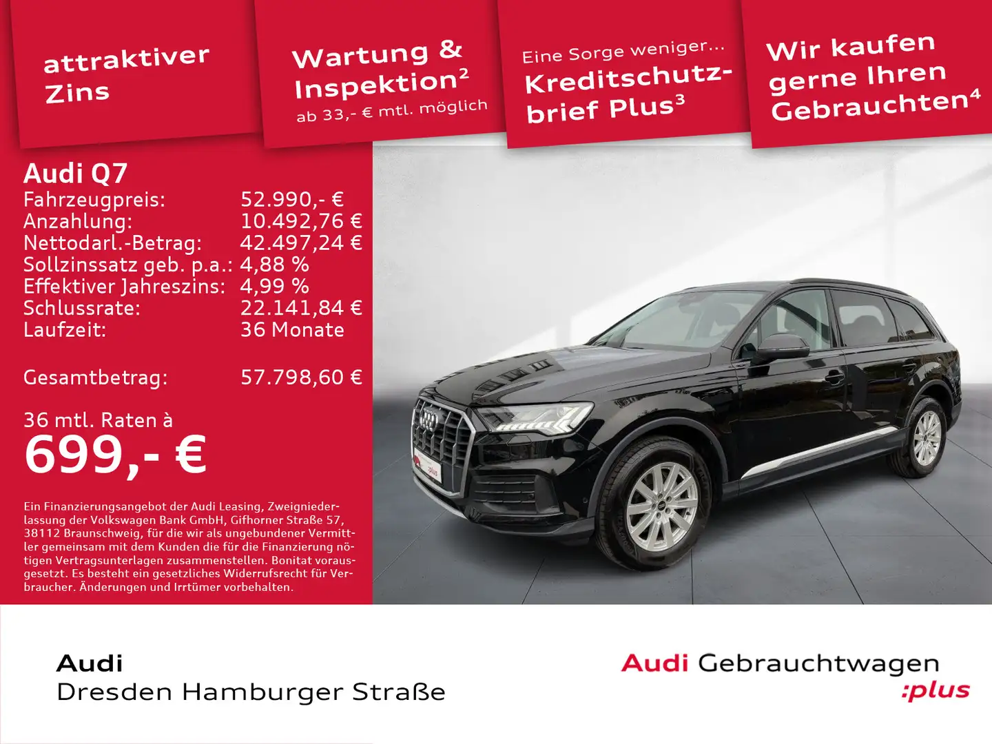 Audi Q7 45 TDI quattro Matrix Navi Leder Schwarz - 1
