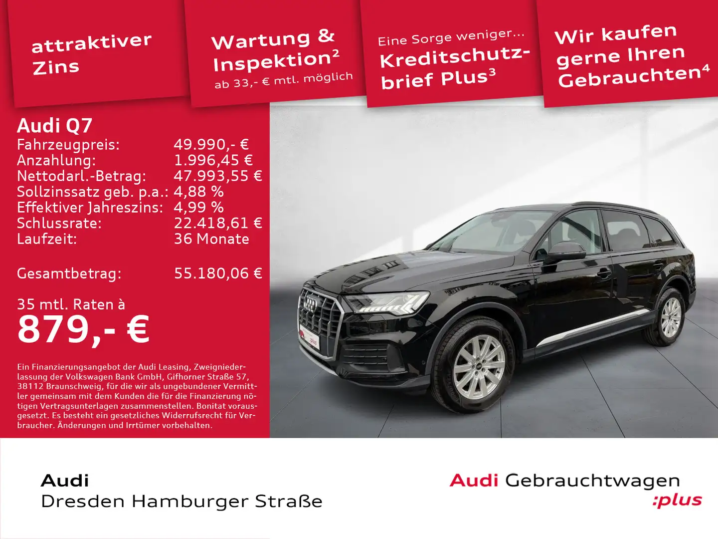 Audi Q7 45 TDI quattro Matrix Navi Leder Schwarz - 1
