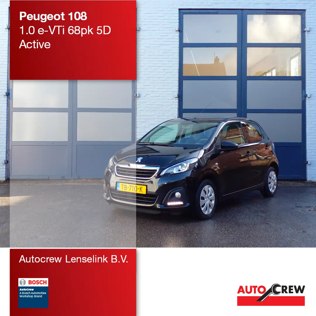 Peugeot 108 1.0 e-VTi 68pk 5D Active | Origineel NL | Zwart - 1