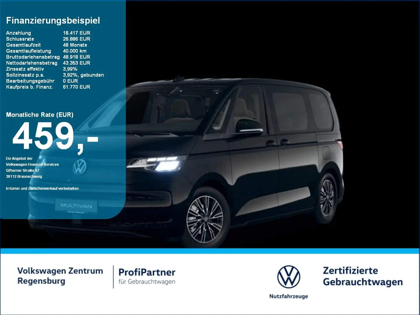 Volkswagen T7 Multivan LÜ Style 1.4 TSI DSG AHK ACC LED RK Schwarz - 1