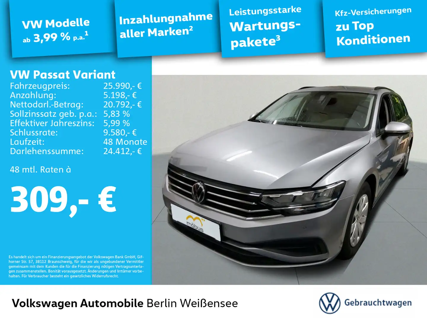 Volkswagen Passat Variant 1.5 TSI DSG *APP*NAVI*GRA*LED*RFK Silber - 1