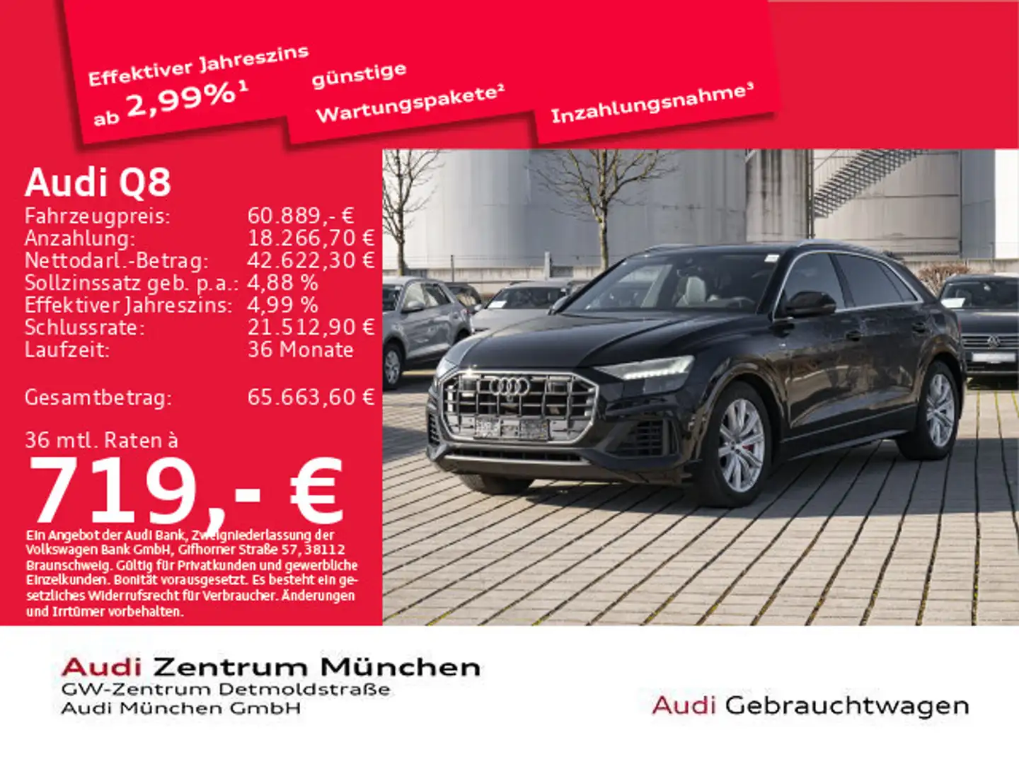 Audi Q8 55 TFSI e qu. tiptr. S line sport B&O/HD-Matr Schwarz - 1