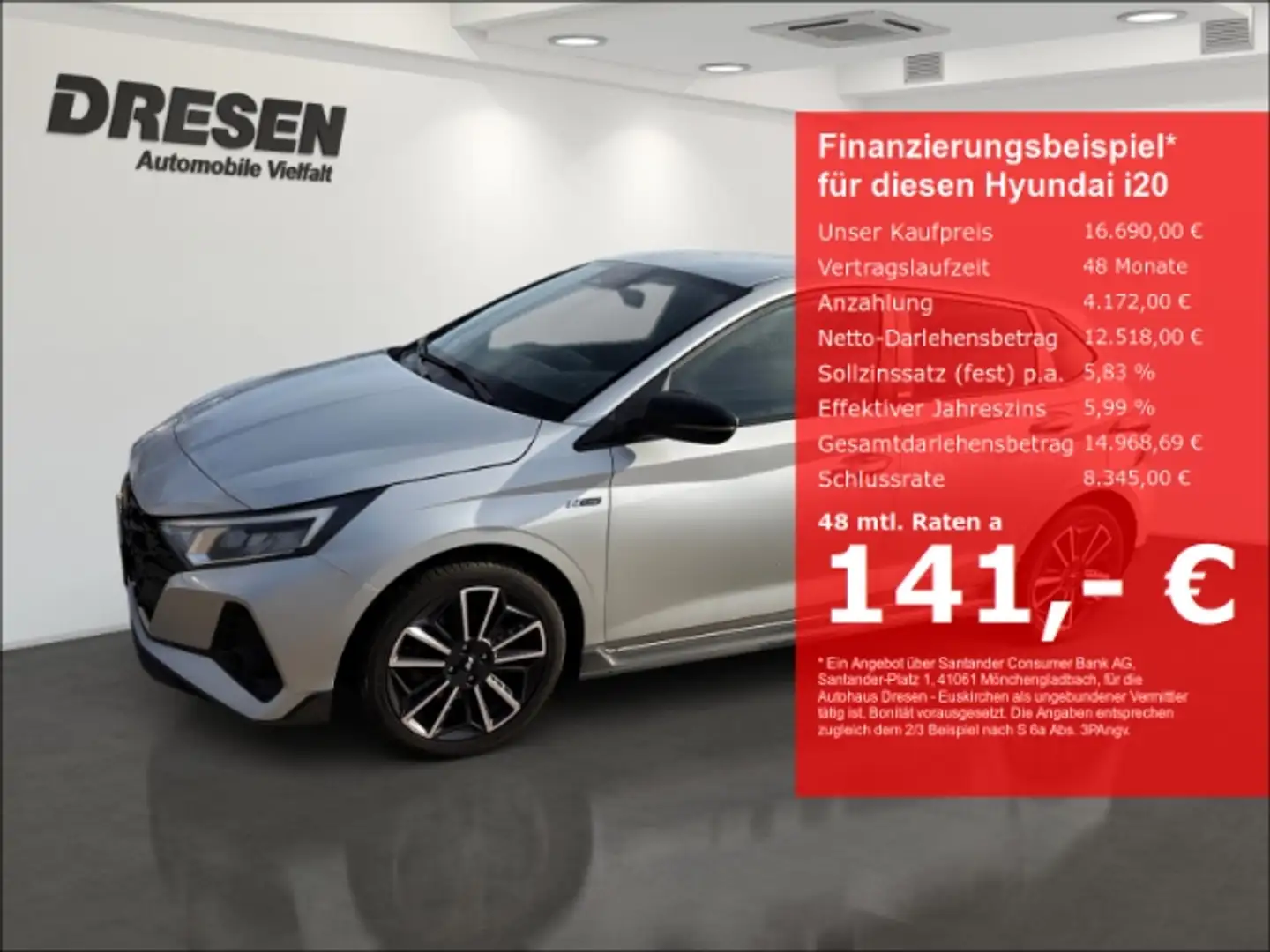 Hyundai i20 N-Line 1.0 T-GDI (48V) iMT(100 PS)NAVI TOTWINKEL S Silber - 1