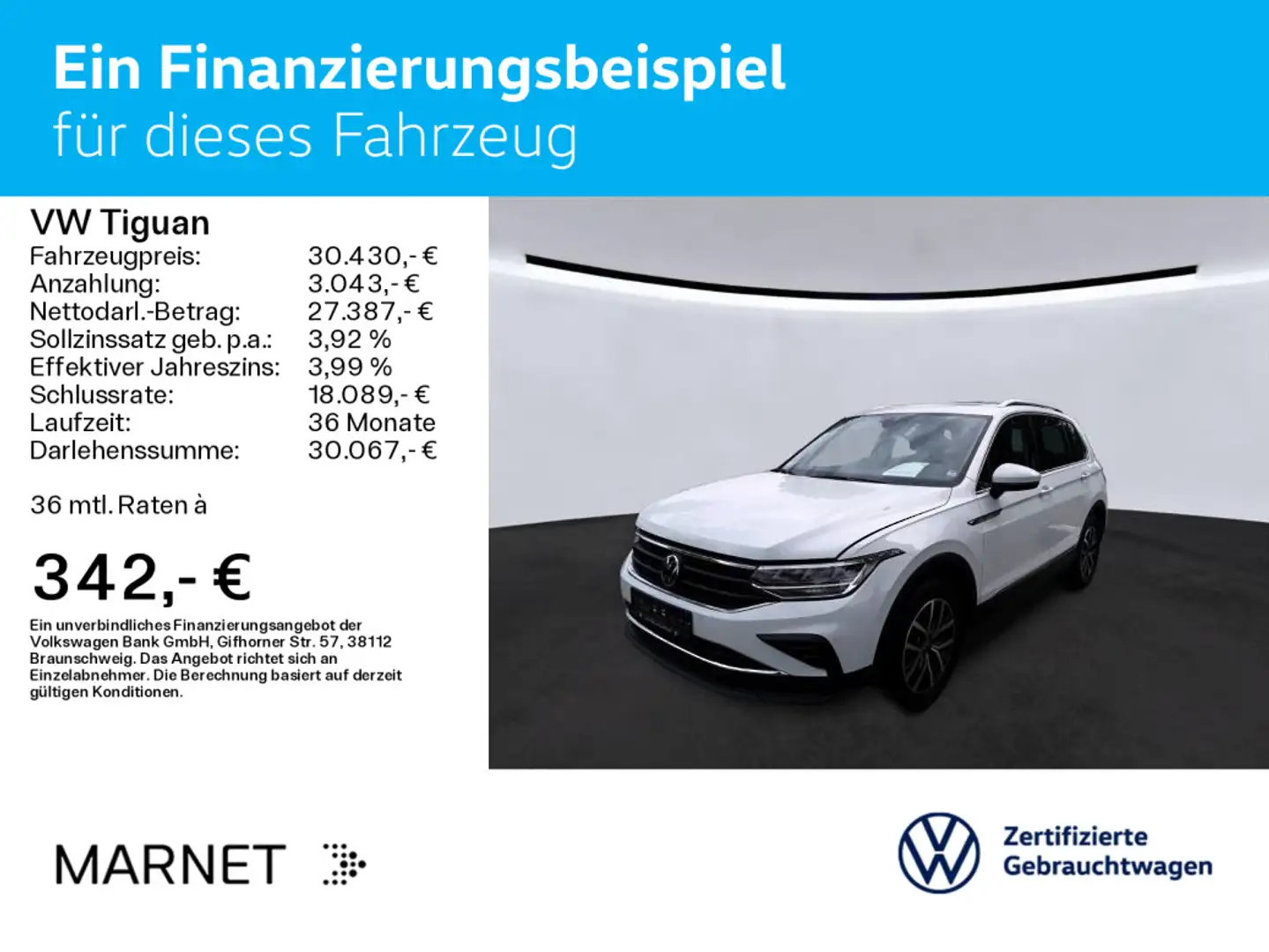 Volkswagen Tiguan Life 1.5 TSI DSG Navi*Pano*El.Heck.*Digit Weiß - 2
