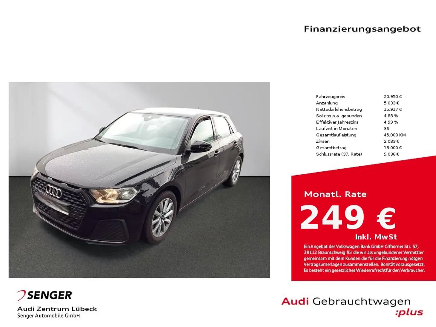 Audi A1 Sportback 30 TFSI S tronic PDC SHZ Schwarz - 1