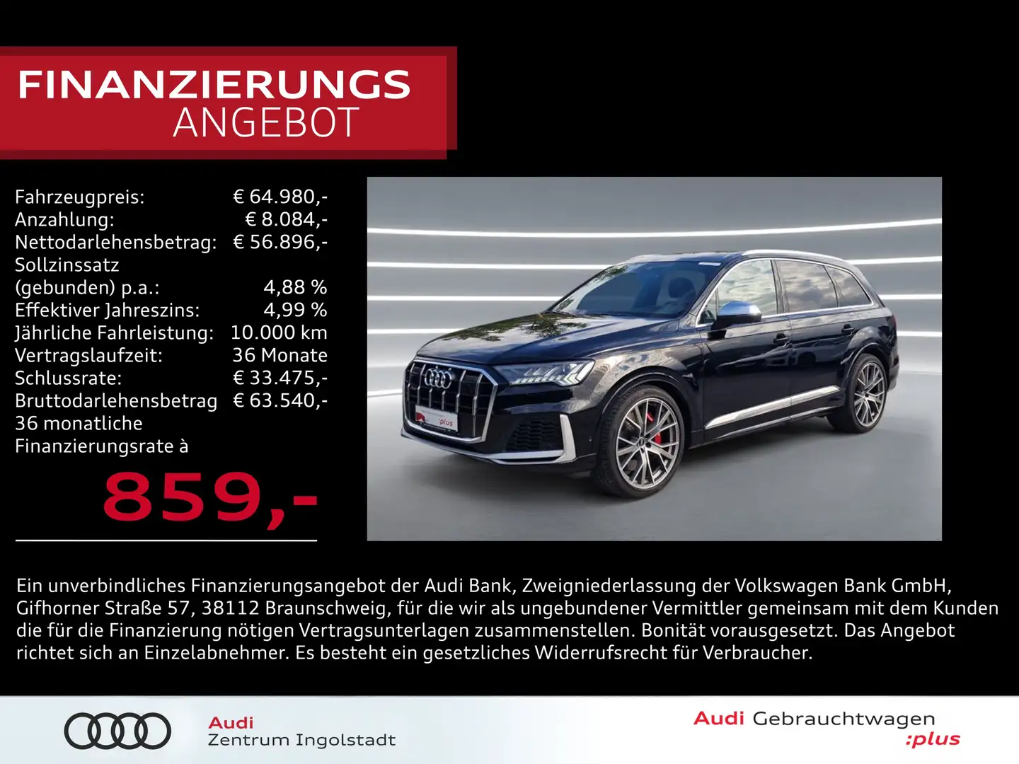 Audi SQ7 TFSI MATRIX STHZG Pano AHK ACC HuD B&O 22" Schwarz - 1