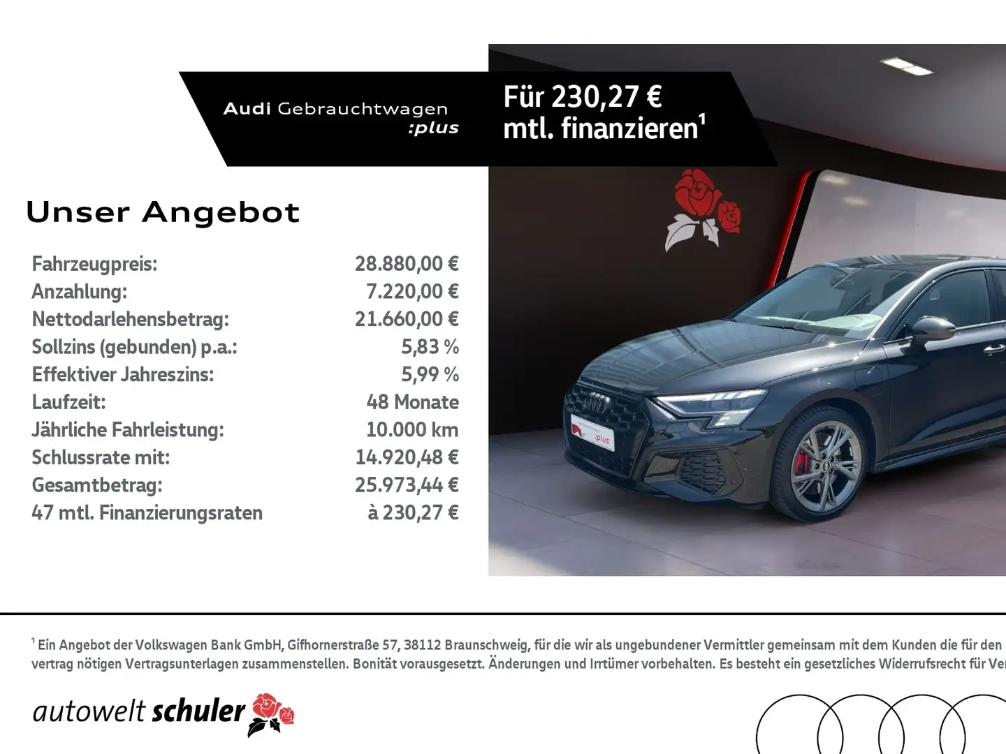 Audi A3 Sportback 45 1.4 TFSI e S-tronic S-line Matrix-LE Schwarz - 1