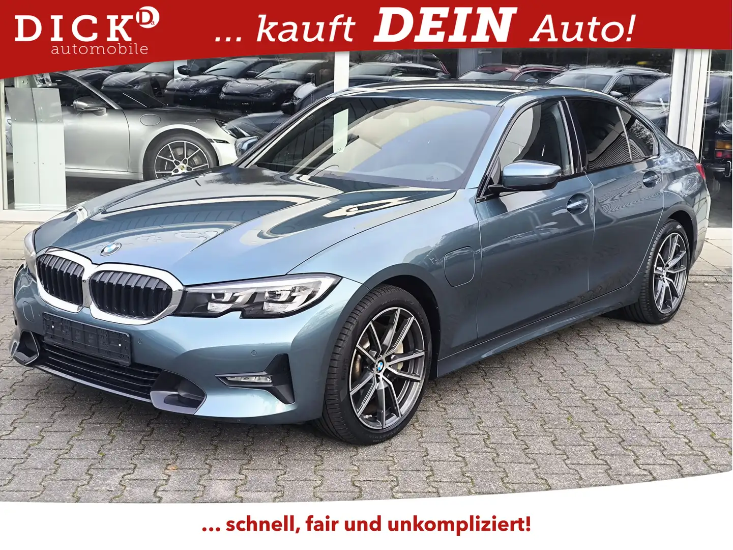BMW 330 e Sport Line SHADO+VIRTU+PROF+LED+TEMP+PDC+M Blauw - 1