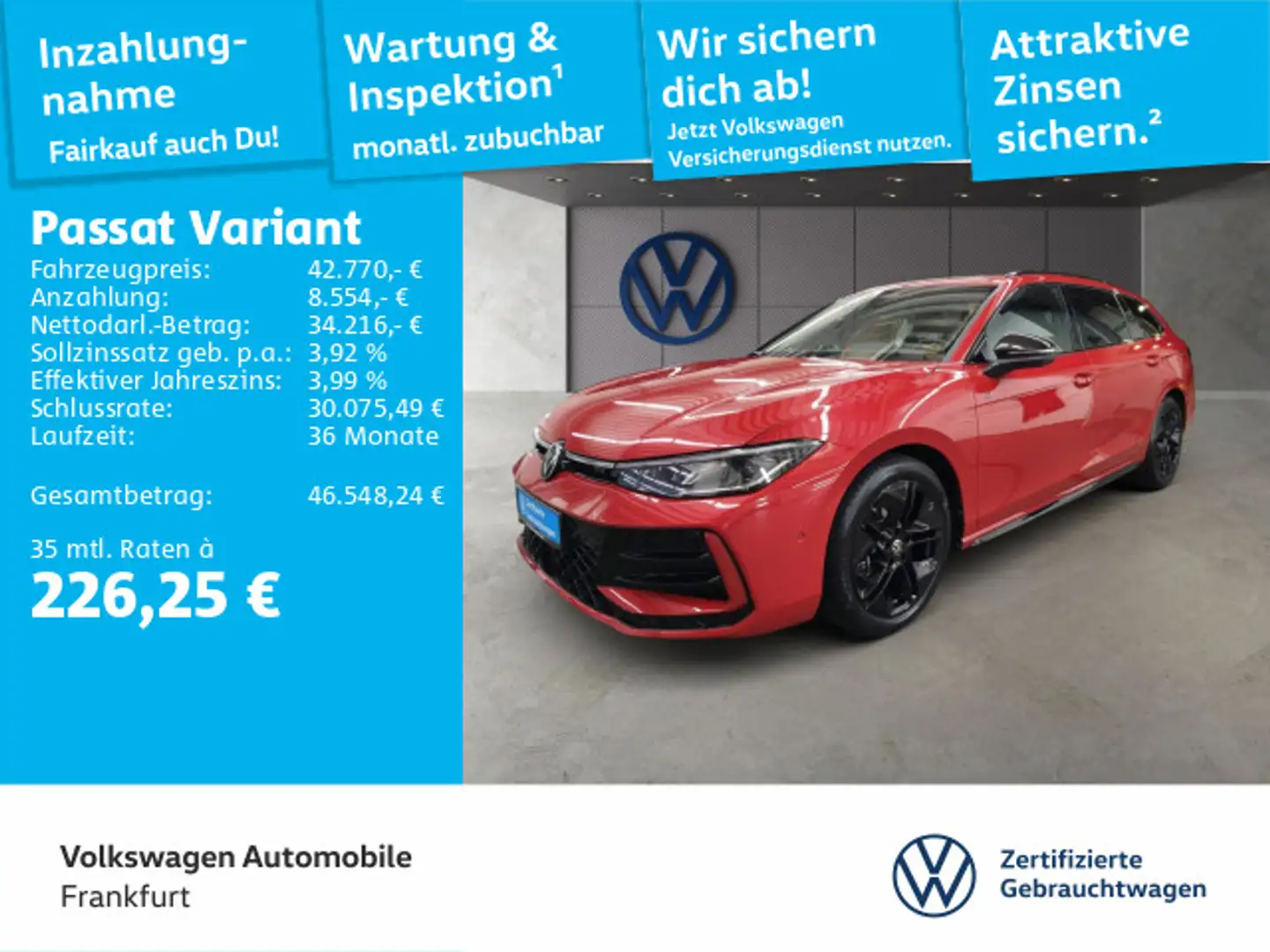 Volkswagen Passat Variant 2.0 TDI DSG R-Line Navi Leder IQ. Rot - 1