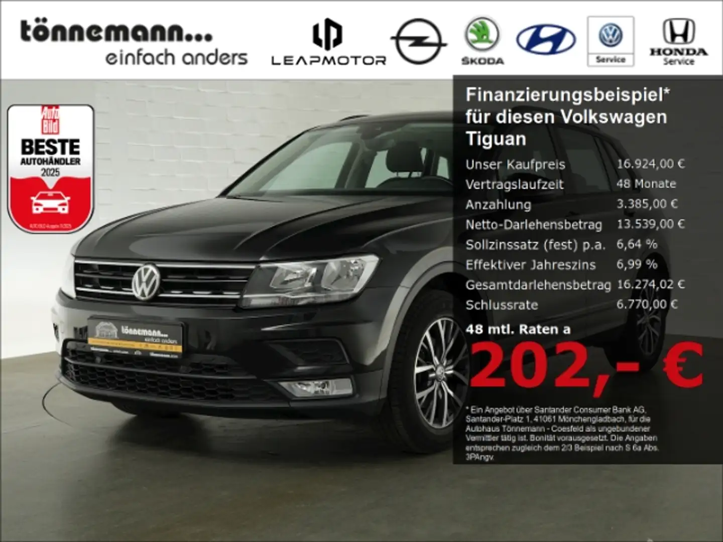 Volkswagen Tiguan TRENDLINE TSI+AHK+NAVI+SITZHEIZUNG+PARKPILOT HI+AL Schwarz - 1