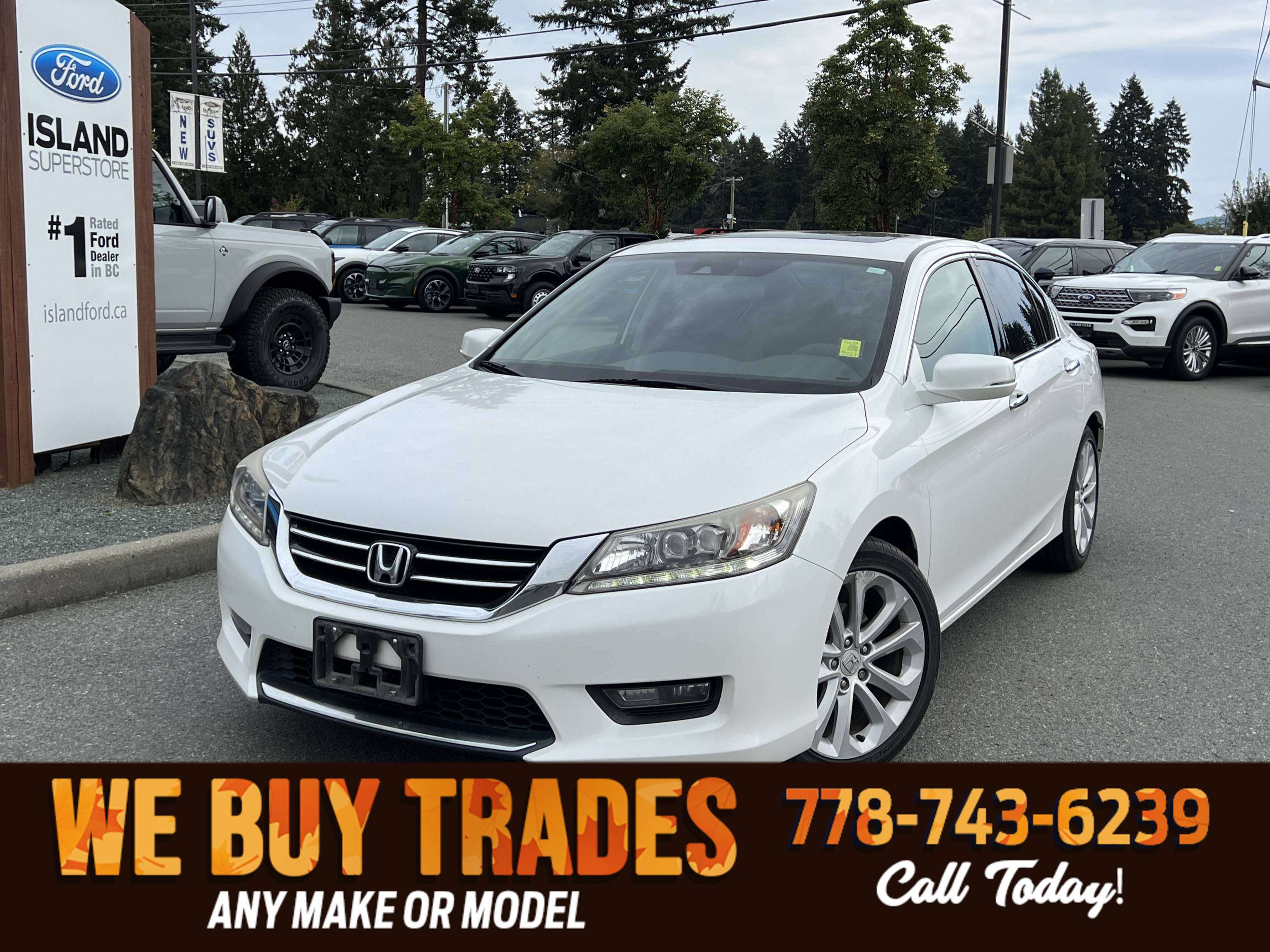 White 2015 Honda Accord Sedan Front-Wheel Drive Automatic