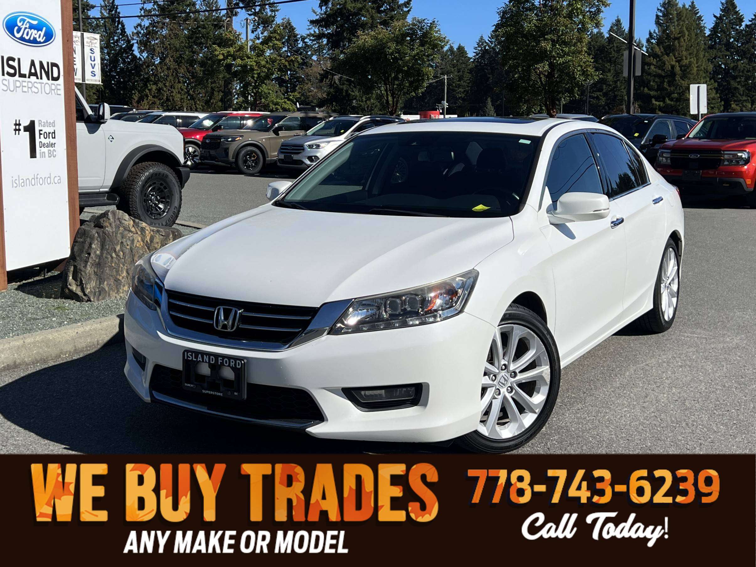 White 2015 Honda Accord Sedan Front-Wheel Drive Automatic