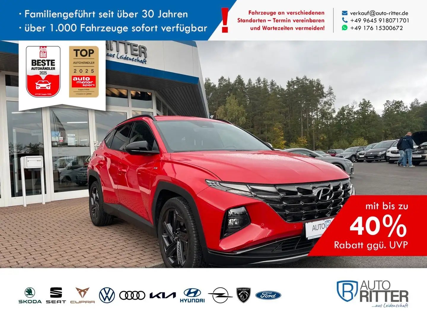 Hyundai TUCSON 1.6 T-GDI Blackline ACC+Lenkradheizung Rouge - 1