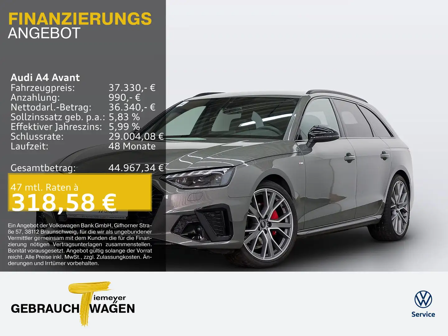 Audi A4 40 TFSI Q 2x S LINE LM19 KAMERA NAVI+ V Grau - 1