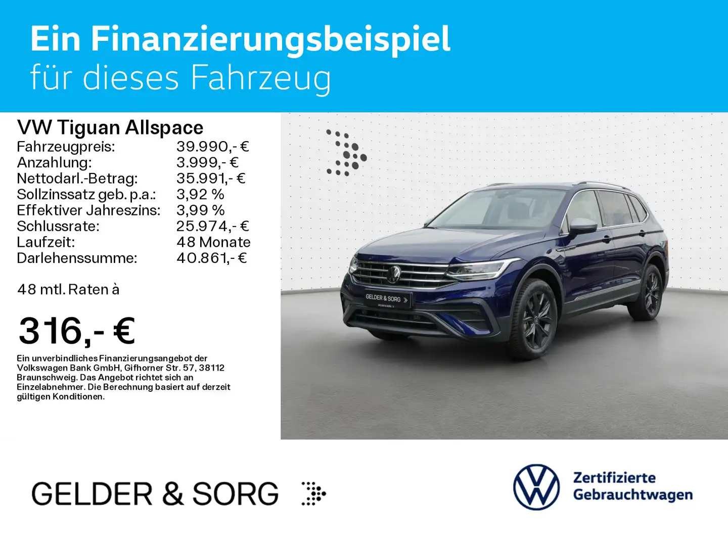 Volkswagen Tiguan Allspace Life Move 2.0 TDI Pano*AHK*LED Синий - 2