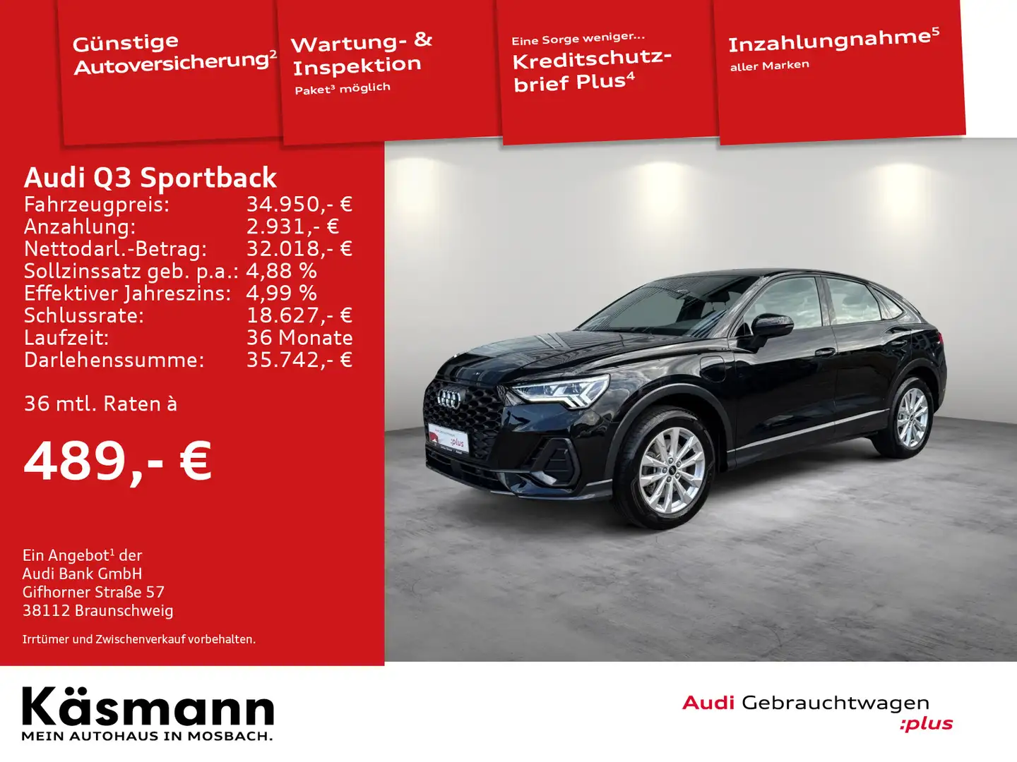 Audi Q3 45TFSIe MATRIX 360° NAV SHZ VIRTUAL Schwarz - 1