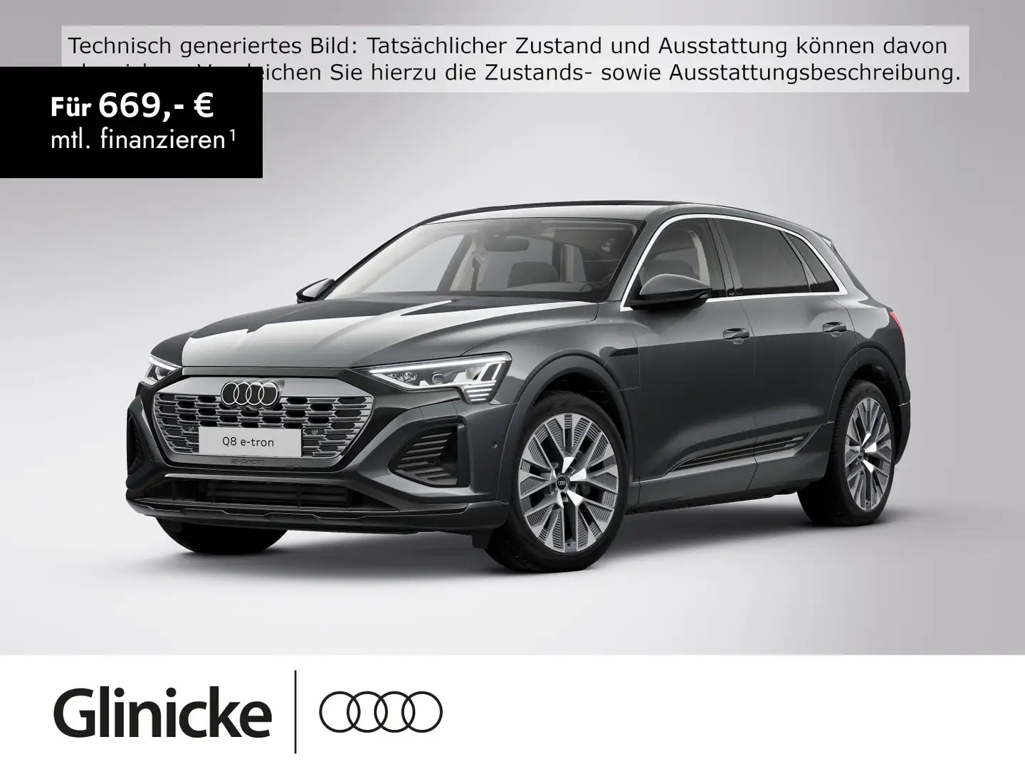 Audi Q8 e-tron 55 quattro S-line 106kWh Pano Matrix Grau - 1