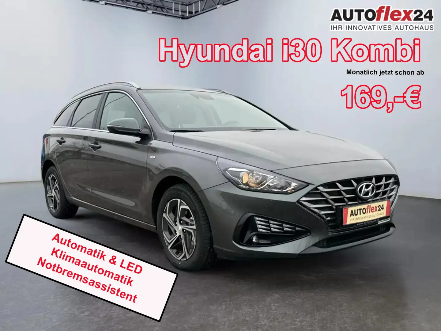 Hyundai i30 Kombi 1,5 T-GDI DCT LHT 2 x PDC Kam App SHZ RFK... Grigio - 1