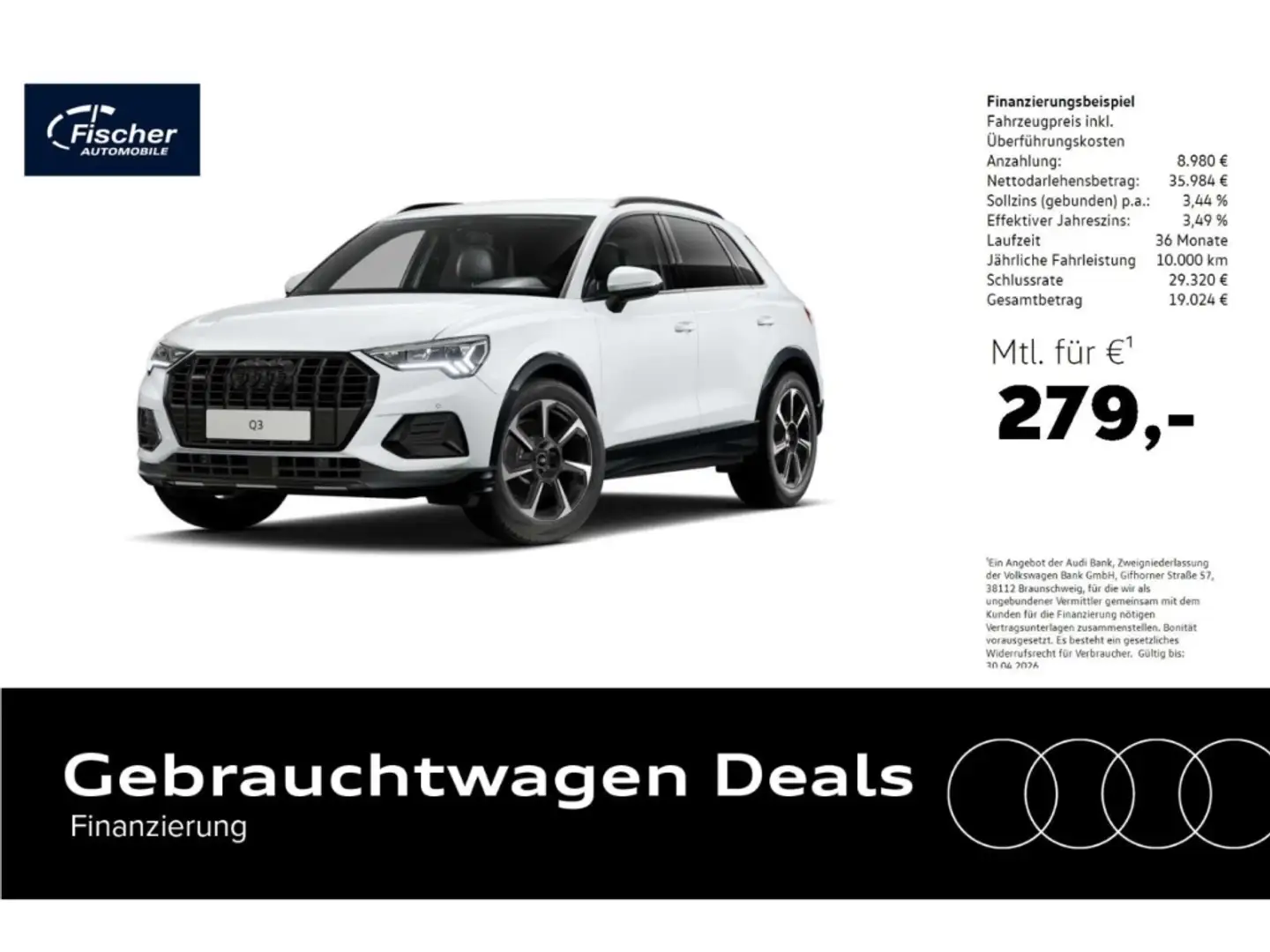 Audi Q3 40 TFSI quattro Advanced AHK/NAV/19''/LED+ Weiß - 1