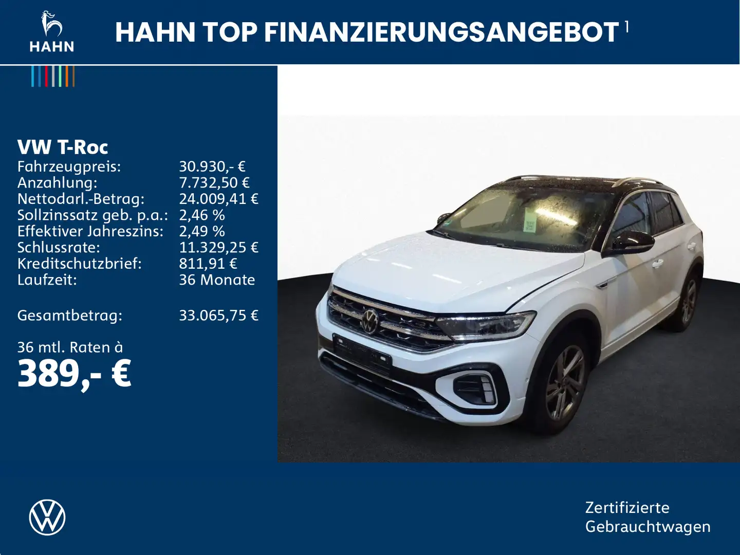 Volkswagen T-Roc 1.5TSI DSG R-Line ACC AHK Cam LED+ SHZ Nav Weiß - 2