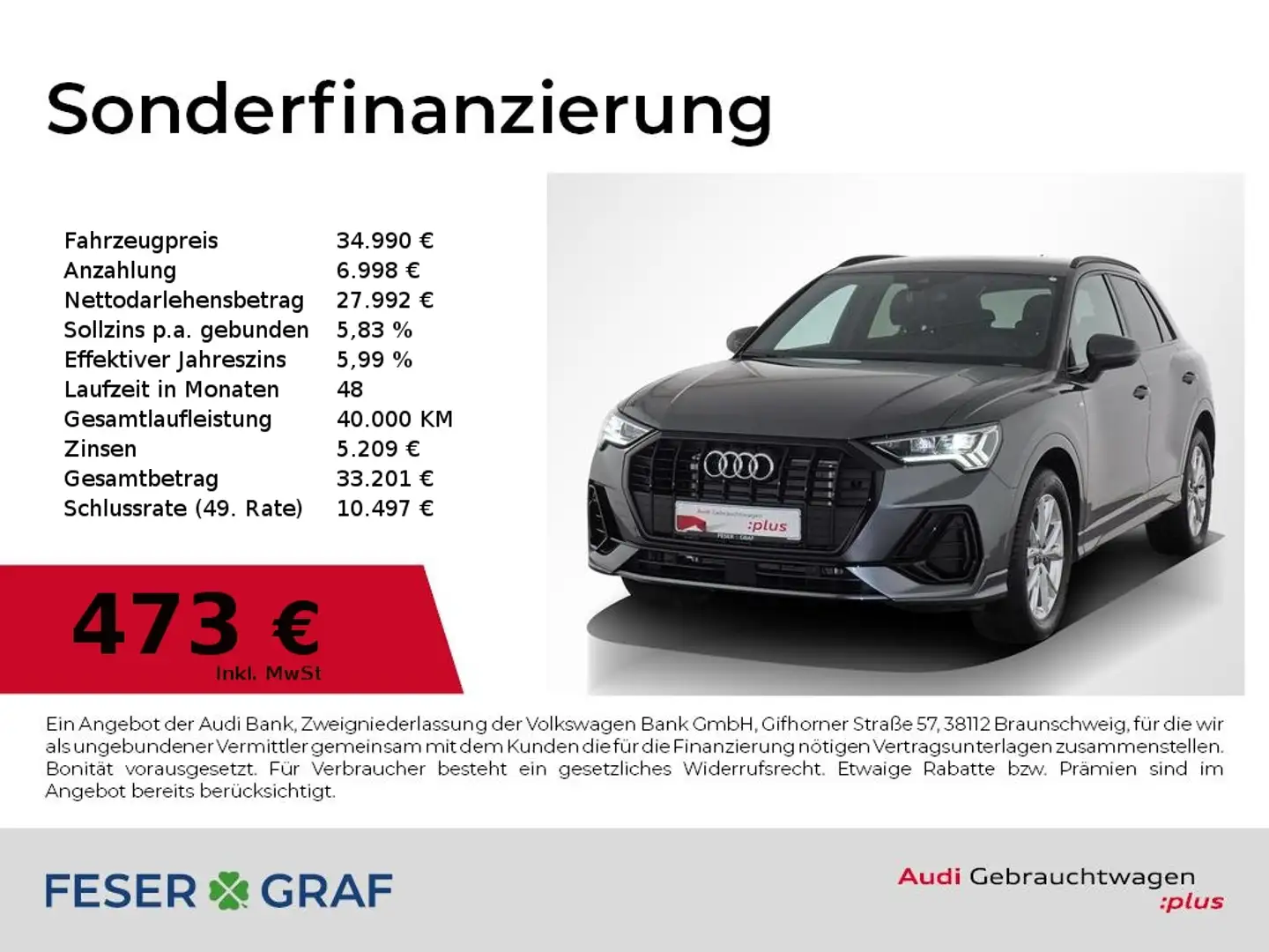 Audi Q3 S line 35 TFSI S tronic LED/ Navi Plus/ Rückfahrka Grau - 1