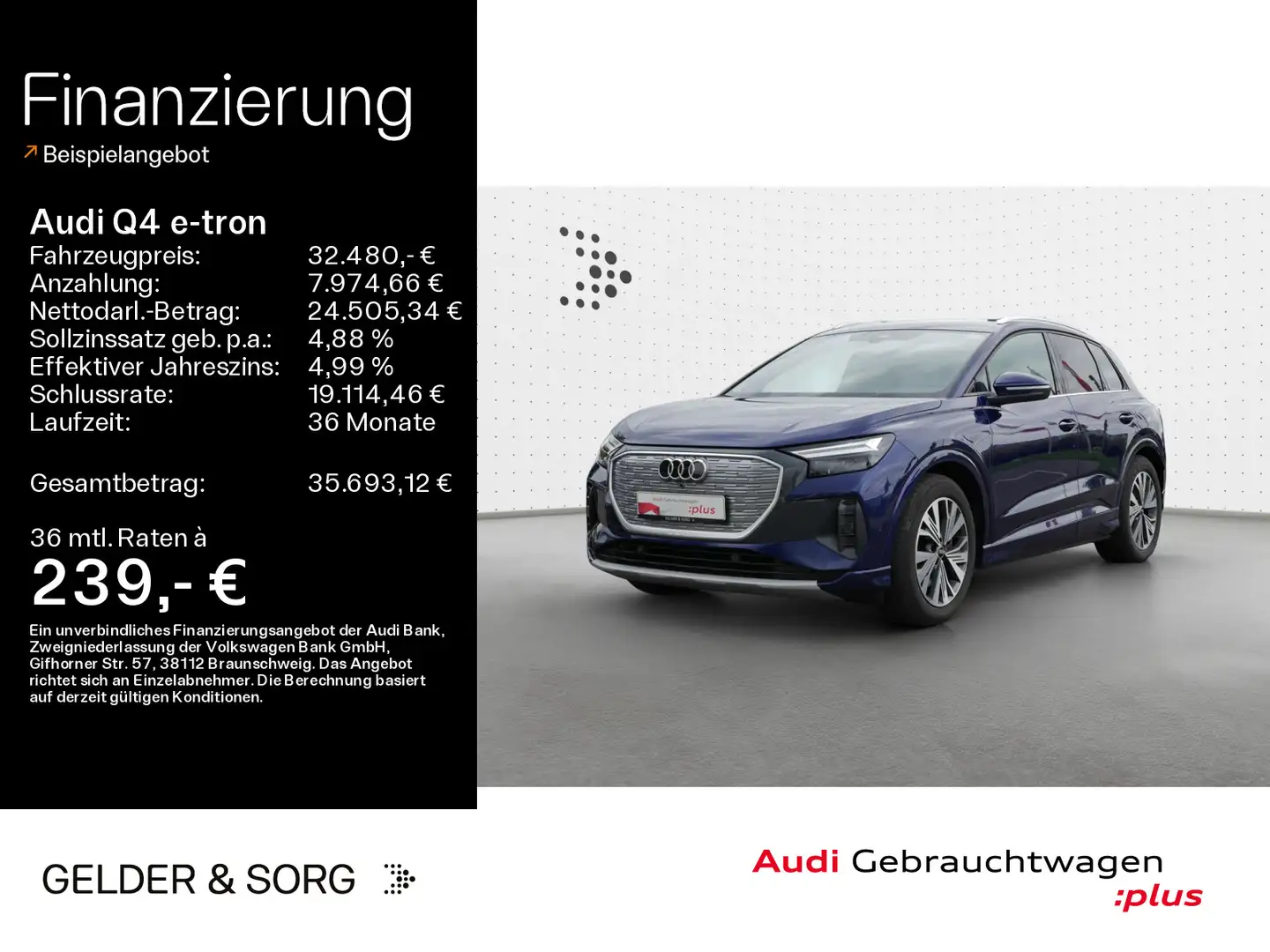 Audi Q4 e-tron 40 Int. S line*RFK*ACC*Navi*SZH Blauw - 1