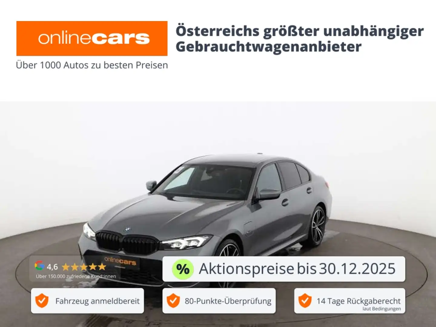 BMW 330 e Limousine M-Sport Aut LED RADAR LEDER R-CAM Grau - 1