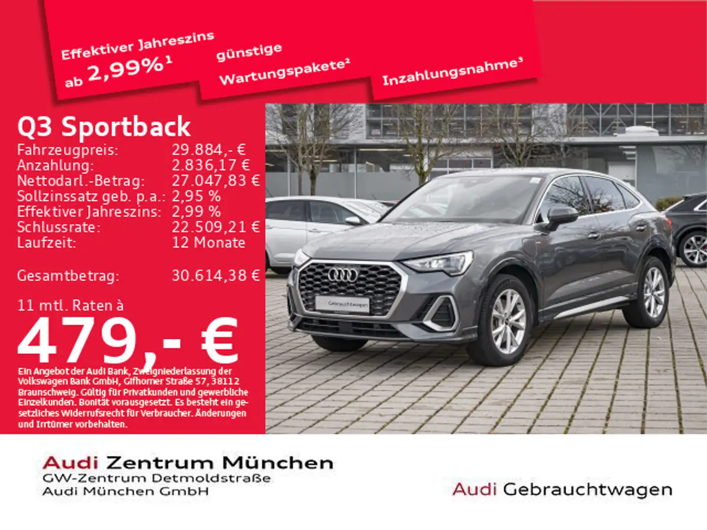 Audi Q3 45 TFSI e S tronic S line Virtual/N Grau - 1