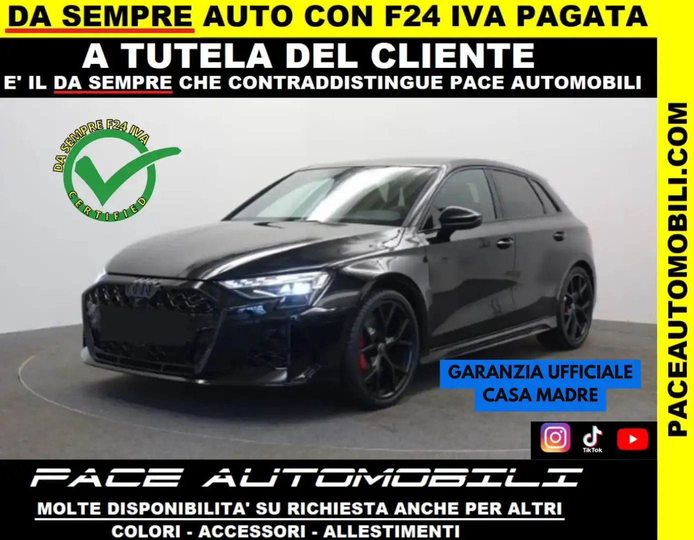 Audi RS3 NEW 2025 PELLE TETTO KAMERA 360 PDC HUD 280KM/H Nero - 1