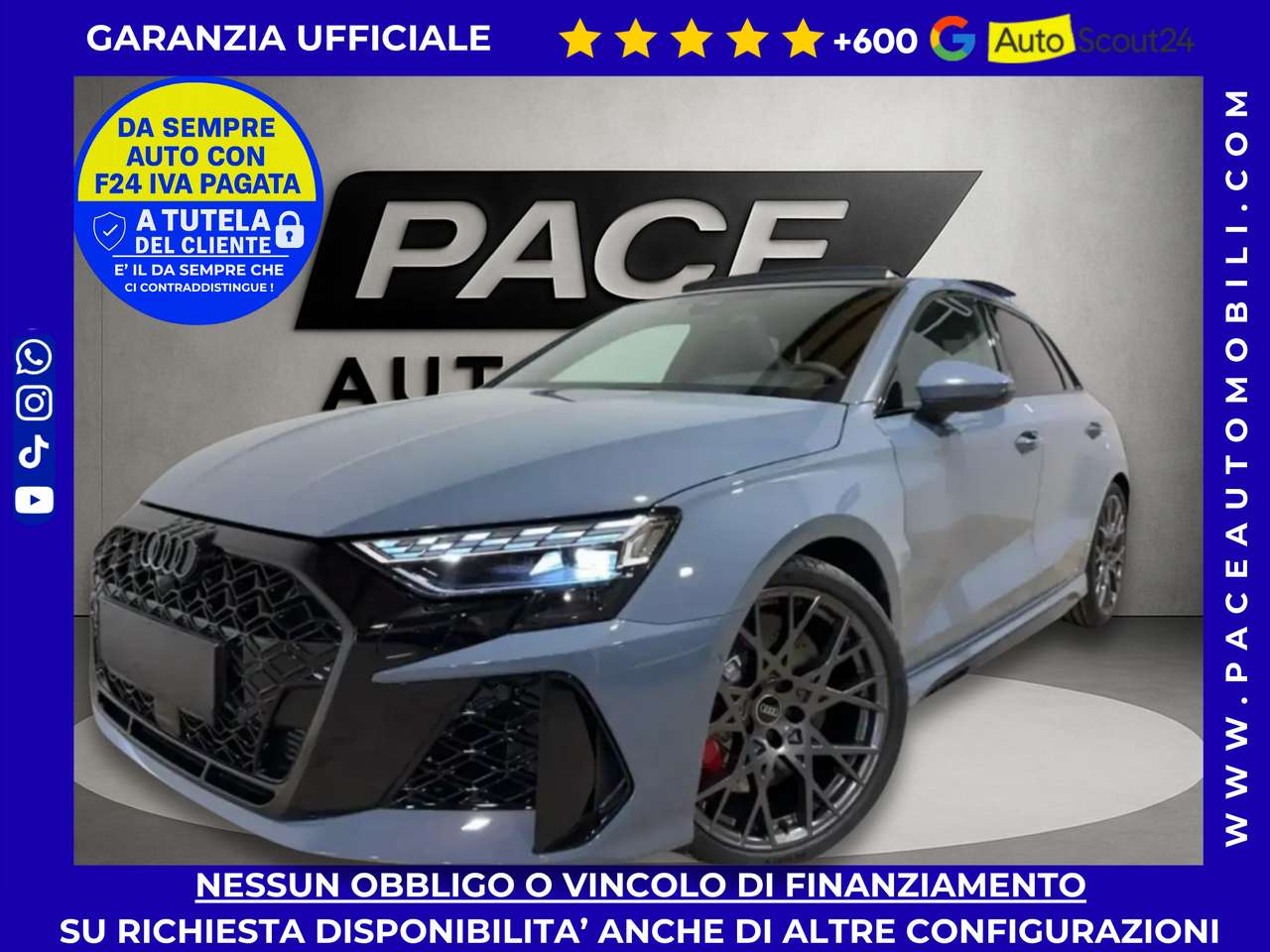 Audi RS3 SPB SPORTBACK RS TETTO SPOILER GUSCIO BLACK PACK