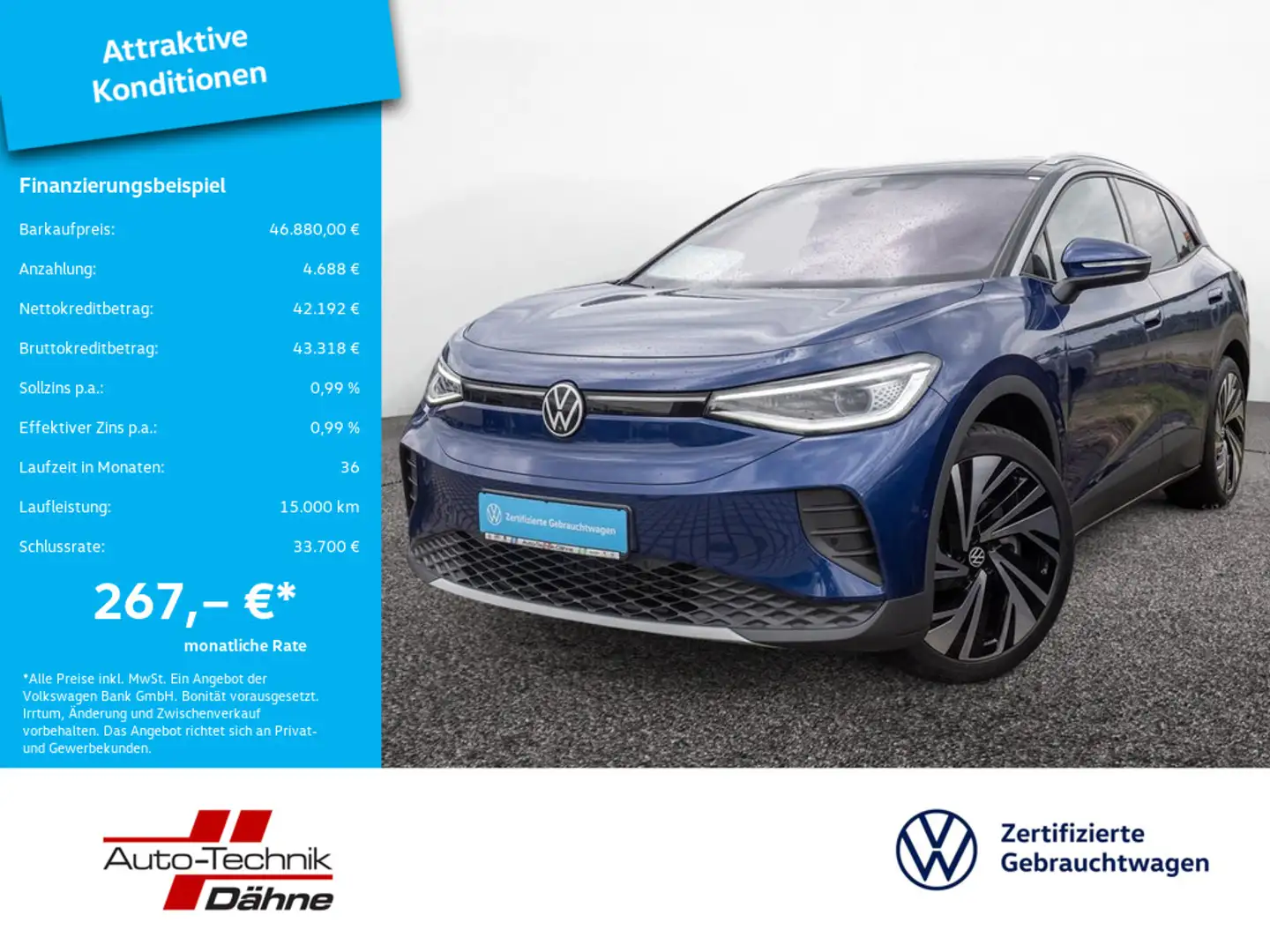 Volkswagen ID.4 Pro 4MOTION AHK HUD PANO MATRIX-LED 360° Blau - 1