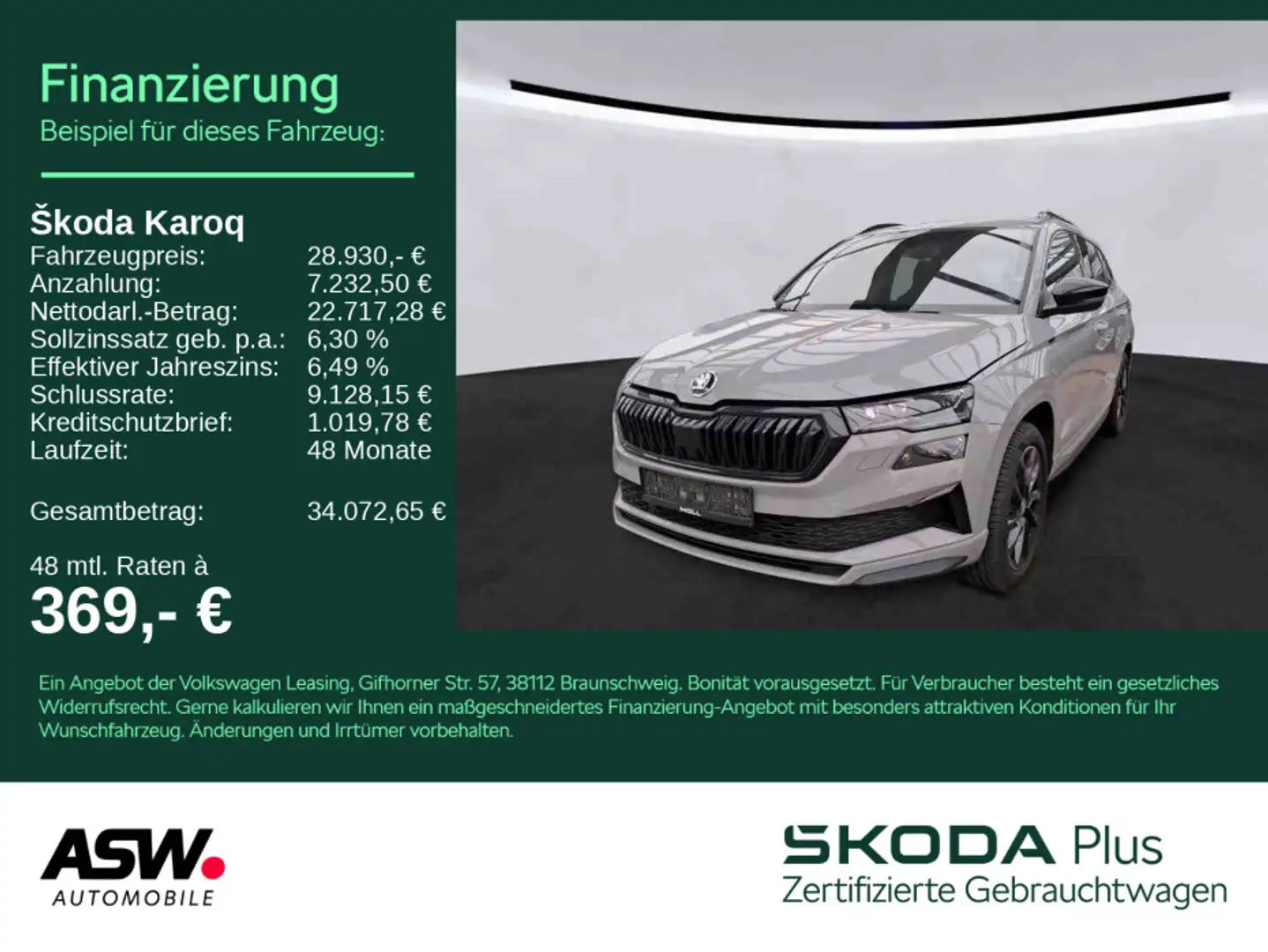 Skoda Karoq Sportline 4x4 2.0 TSI DSG LED Navi RFK AHK Grau - 1