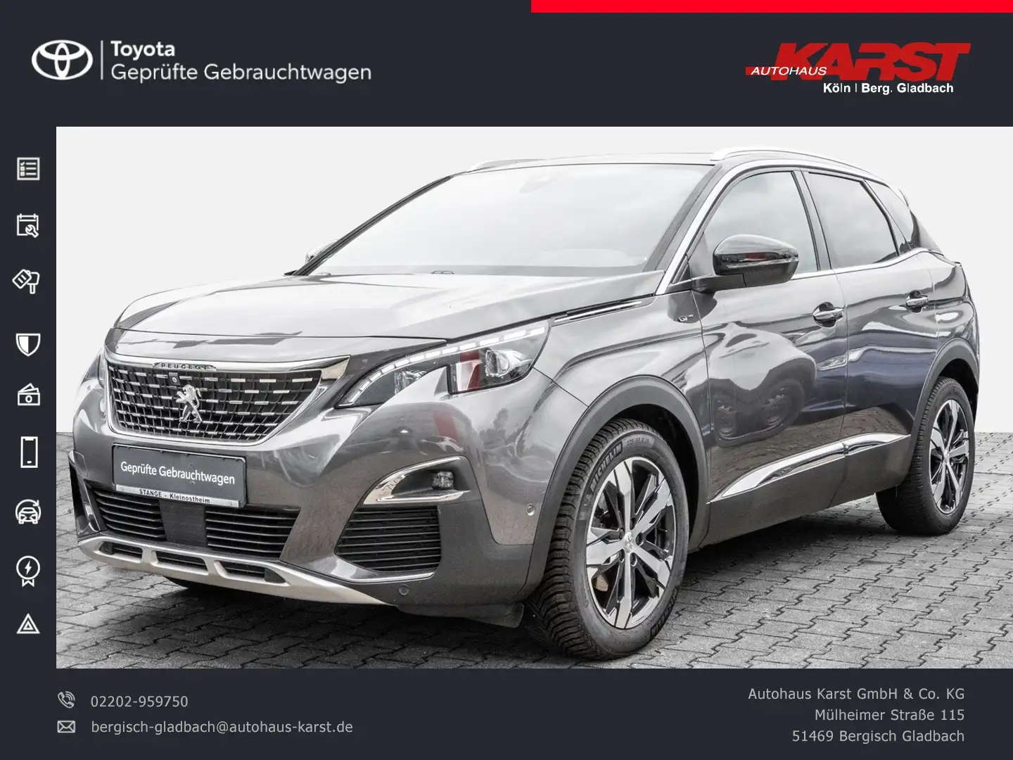 Peugeot 3008 BlueHDI 180 Stop&Start EAT8 GT Panorama Grigio - 1