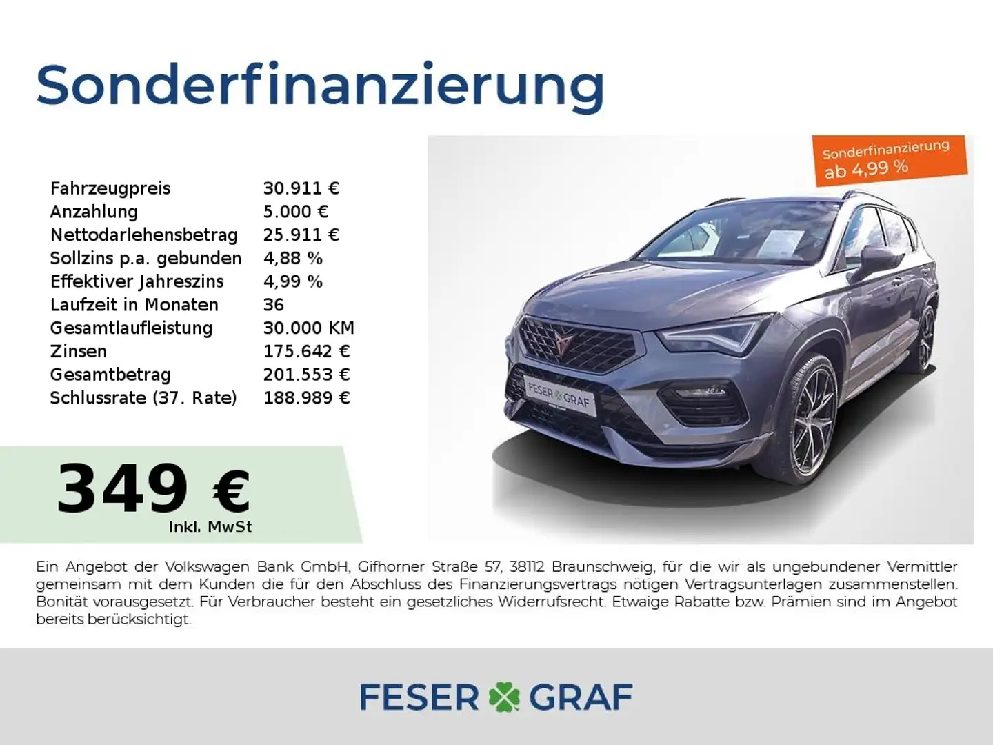 CUPRA Ateca 2.0 TSI DSG AHK/BEATS/R-Kamera Grau - 1