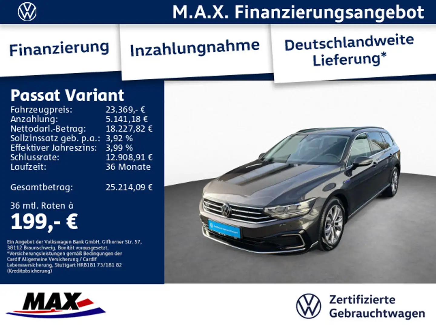 Volkswagen Passat Variant GTE 1.4 TSI DSG +NAVI+KAMERA+ACC+ Grau - 1