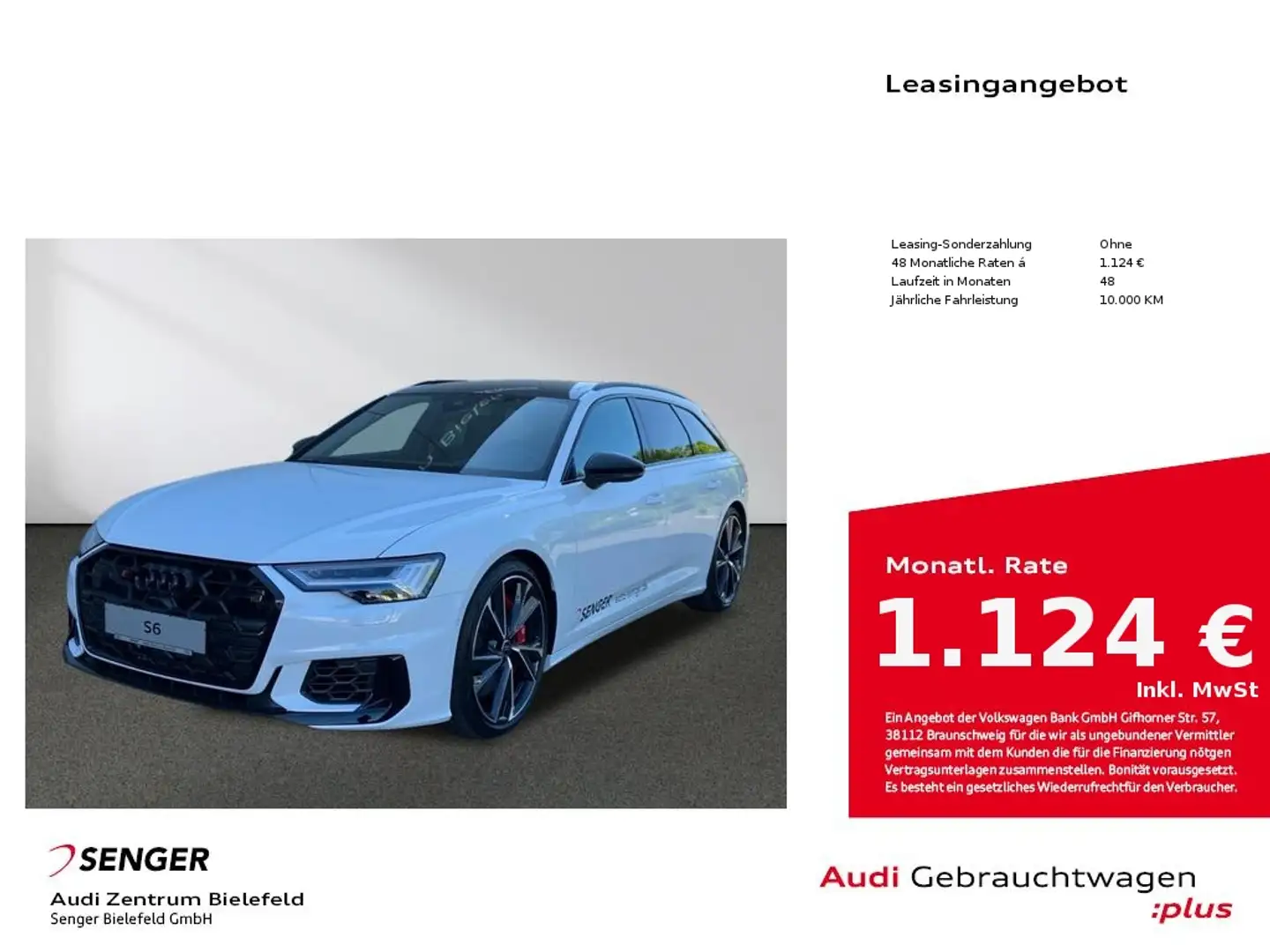 Audi S6 Avant TDI **799,00€** Luftfederung Optik-Paket Mem Weiß - 1