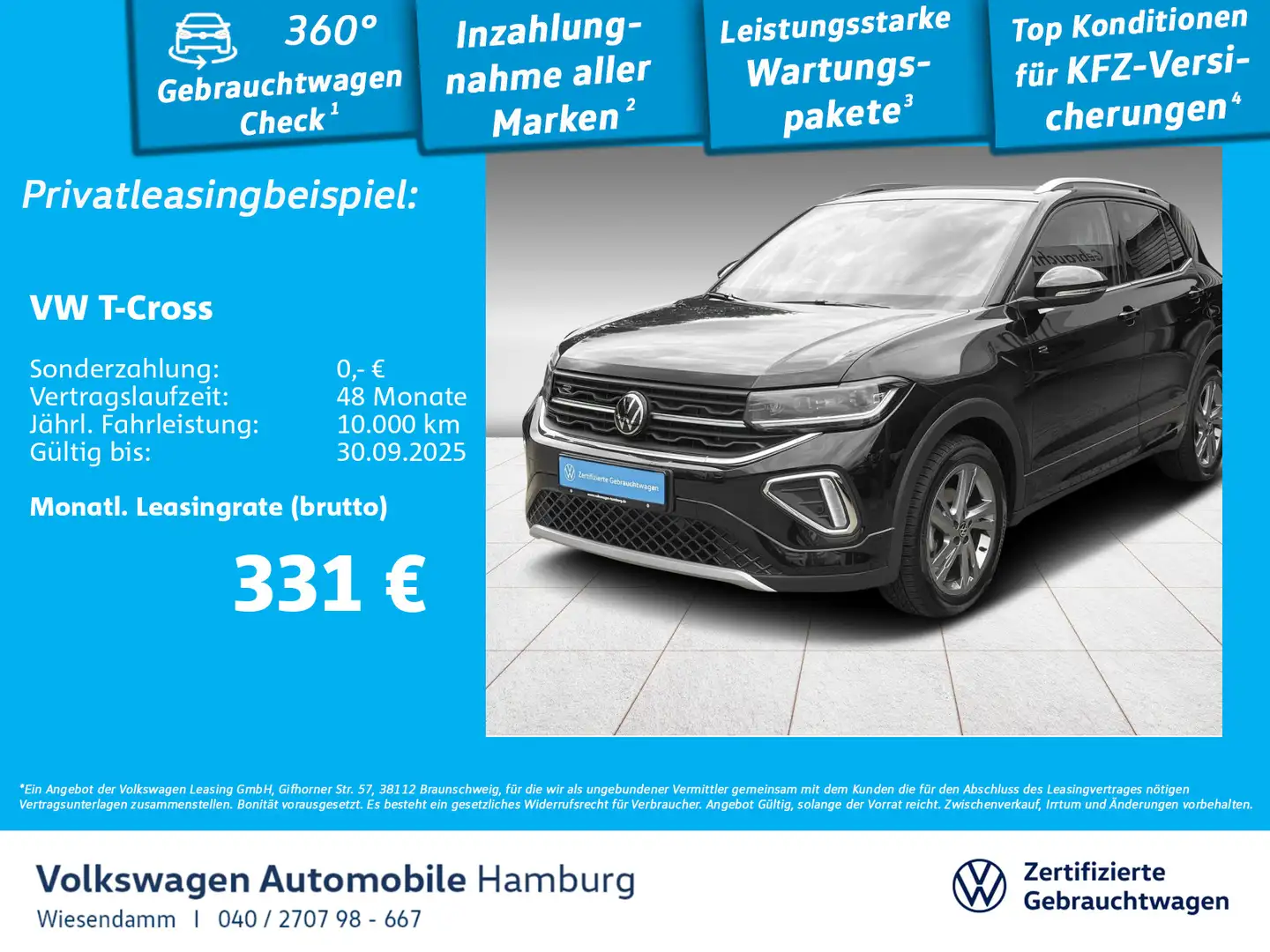 Volkswagen T-Cross R-Line 1.0 TSI DSG KAMERA/ACC/SITZHZG. Schwarz - 1