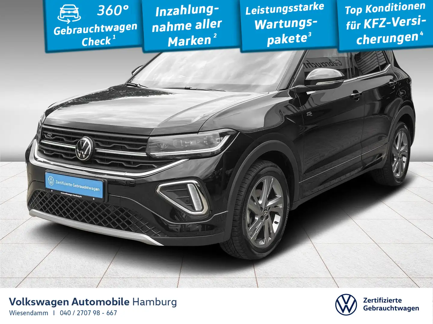 Volkswagen T-Cross 1.0 TSI DSG R-Line Kamera Klima LED Navi Schwarz - 1