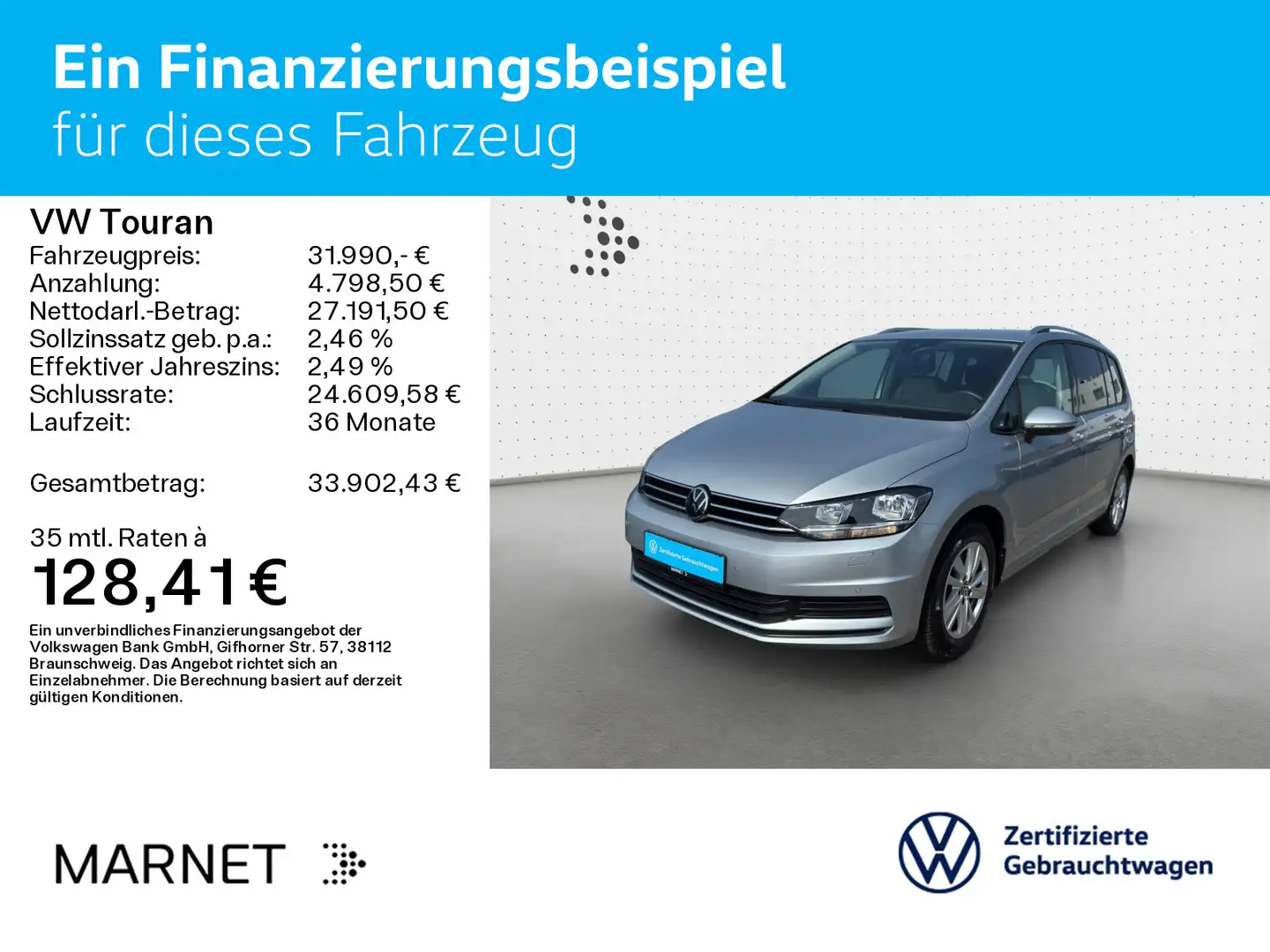 Volkswagen Touran 1.5 TSI DSG Comfortline *Navi*AHK*7-Sitze Silber - 2