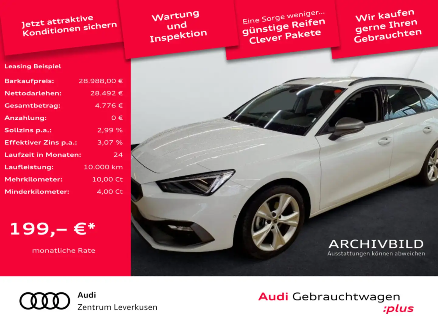 SEAT Leon ST FR DSG CARPLAY KEYLESS SHZ LED PDC ACC Schwarz - 1