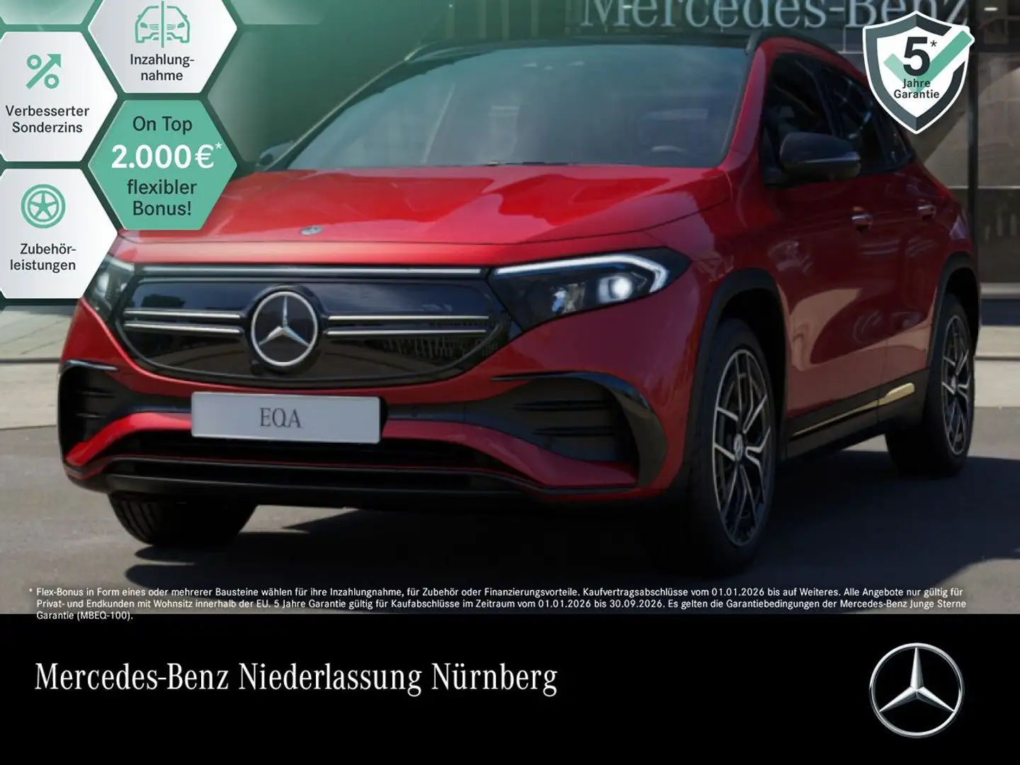 Mercedes-Benz EQA 300 4M AMG+NIGHT+19"+PLUS-PAKET+PANO+360 Rouge - 1